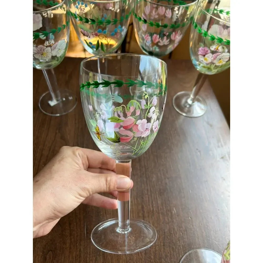 5 Portmeirion Botanic Garden Rhododendron hand painted 16 oz goblet 8